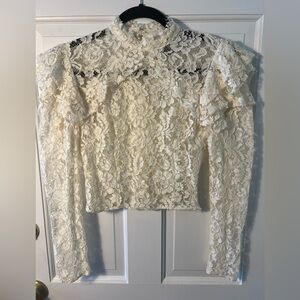 The Reformation lace long sleeve  crop top in ivory